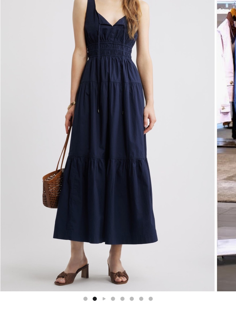 Chelsea28 Navy Smocked Waist Tiered Maxi dress